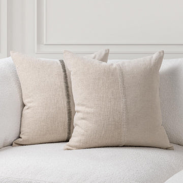 SR Nisha Natural/Dry Sage 22x22 Throw Pillow (Set of 2) - Ornate Home