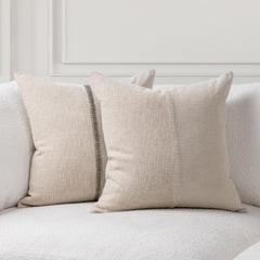 SR Nisha Natural/Ivory 22x22 Throw Pillow (Set of 2) - Ornate Home
