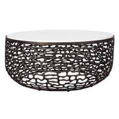 Sabena White Marble Outdoor Coffee Table - Ornate Home