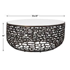 Sabena White Marble Outdoor Coffee Table - Ornate Home