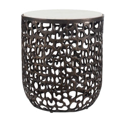 Sabena White Marble Outdoor Side Table - Ornate Home