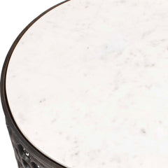 Sabena White Marble Outdoor Side Table - Ornate Home