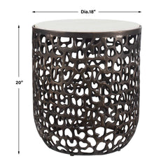Sabena White Marble Outdoor Side Table - Ornate Home