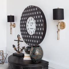 Sabinal Gold/Black Resin Tree Branch Fabric Shade Wall Sconce - Ornate Home