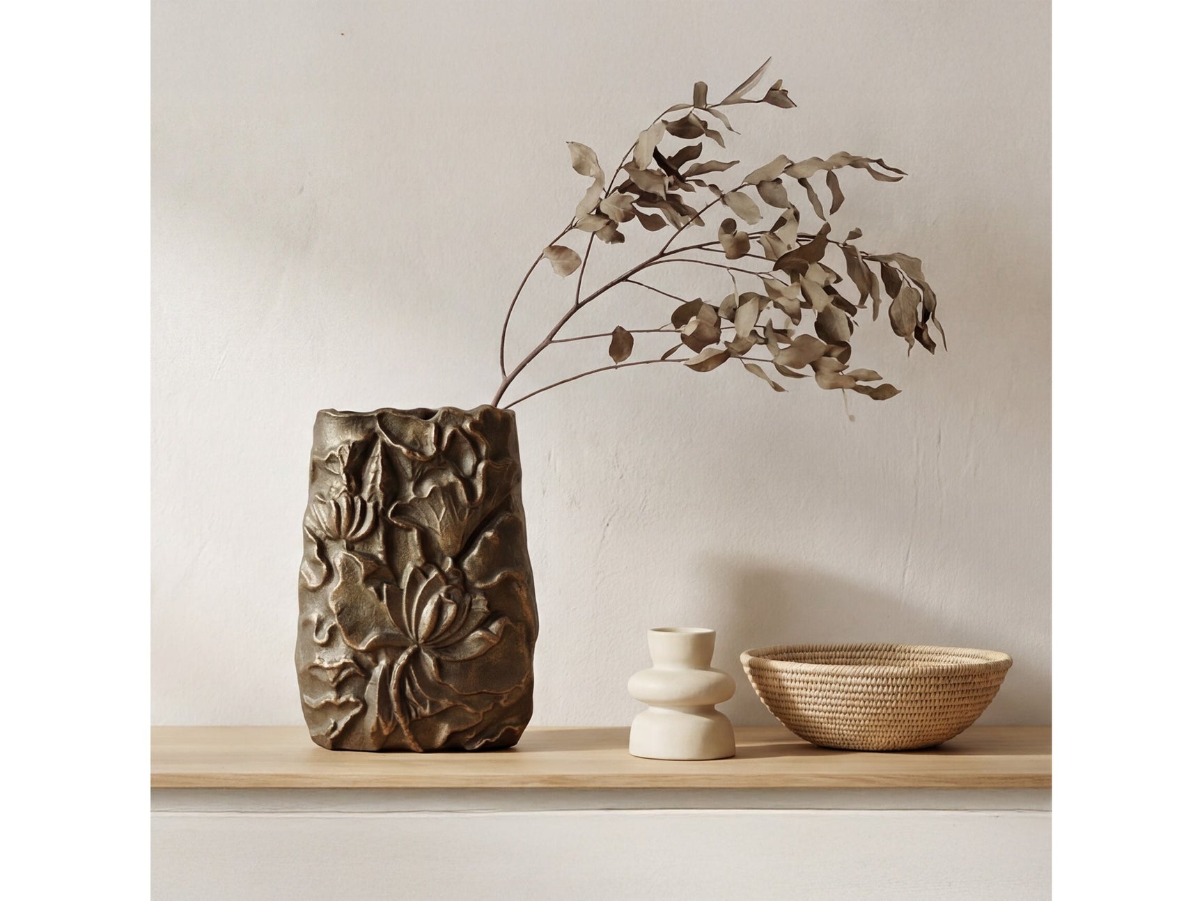 Sabine Antique Brass Cast Aluminum Vase - Ornate Home