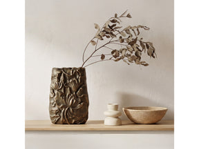 Sabine Antique Brass Cast Aluminum Vase - Ornate Home