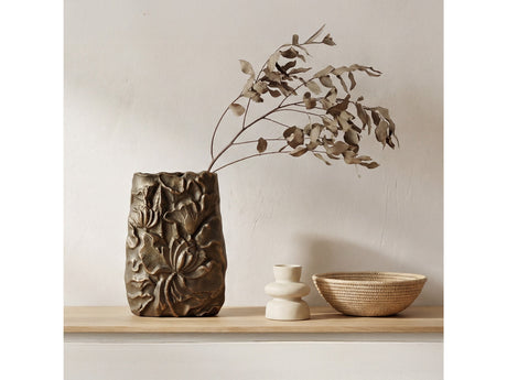 Sabine Antique Brass Cast Aluminum Vase - Ornate Home