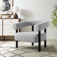 Sable Light Gray/Black Upholstered Fabric Armchair - Ornate Home