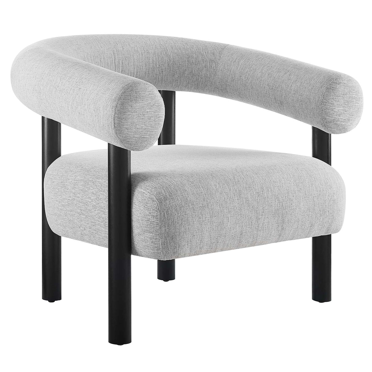 Sable Light Gray/Black Upholstered Fabric Armchair - Ornate Home