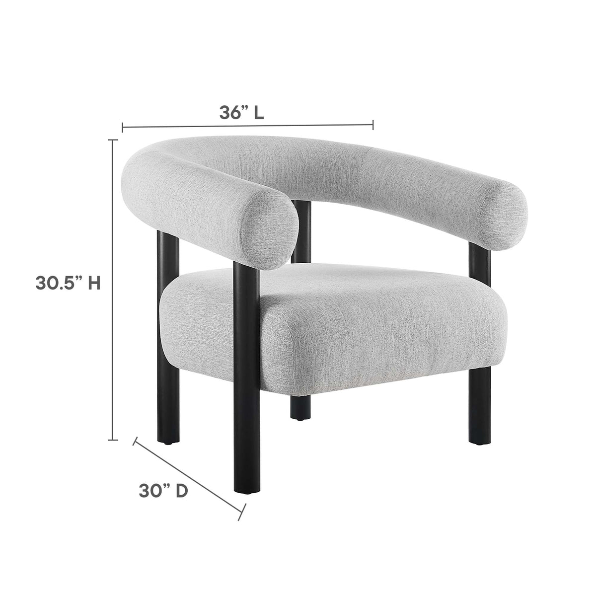 Sable Light Gray/Black Upholstered Fabric Armchair - Ornate Home
