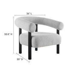Sable Light Gray/Black Upholstered Fabric Armchair - Ornate Home