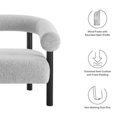 Sable Light Gray/Black Upholstered Fabric Armchair - Ornate Home