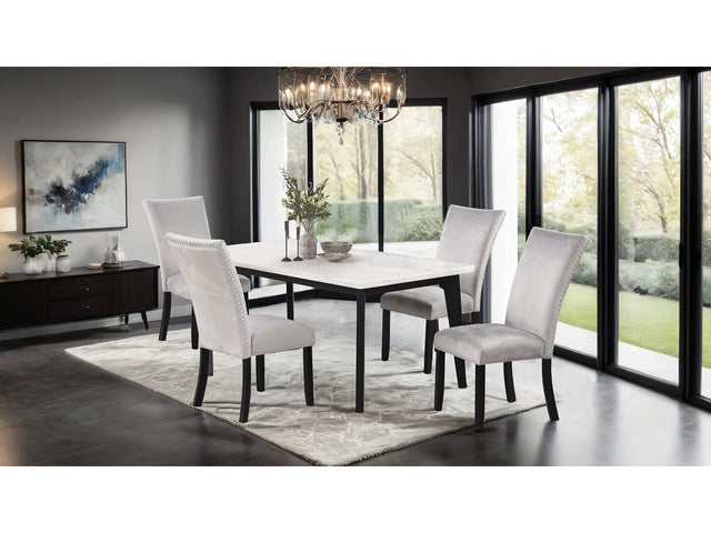 Sabro Black/White Rectangular 7 Piece Dining Set - Ornate Home