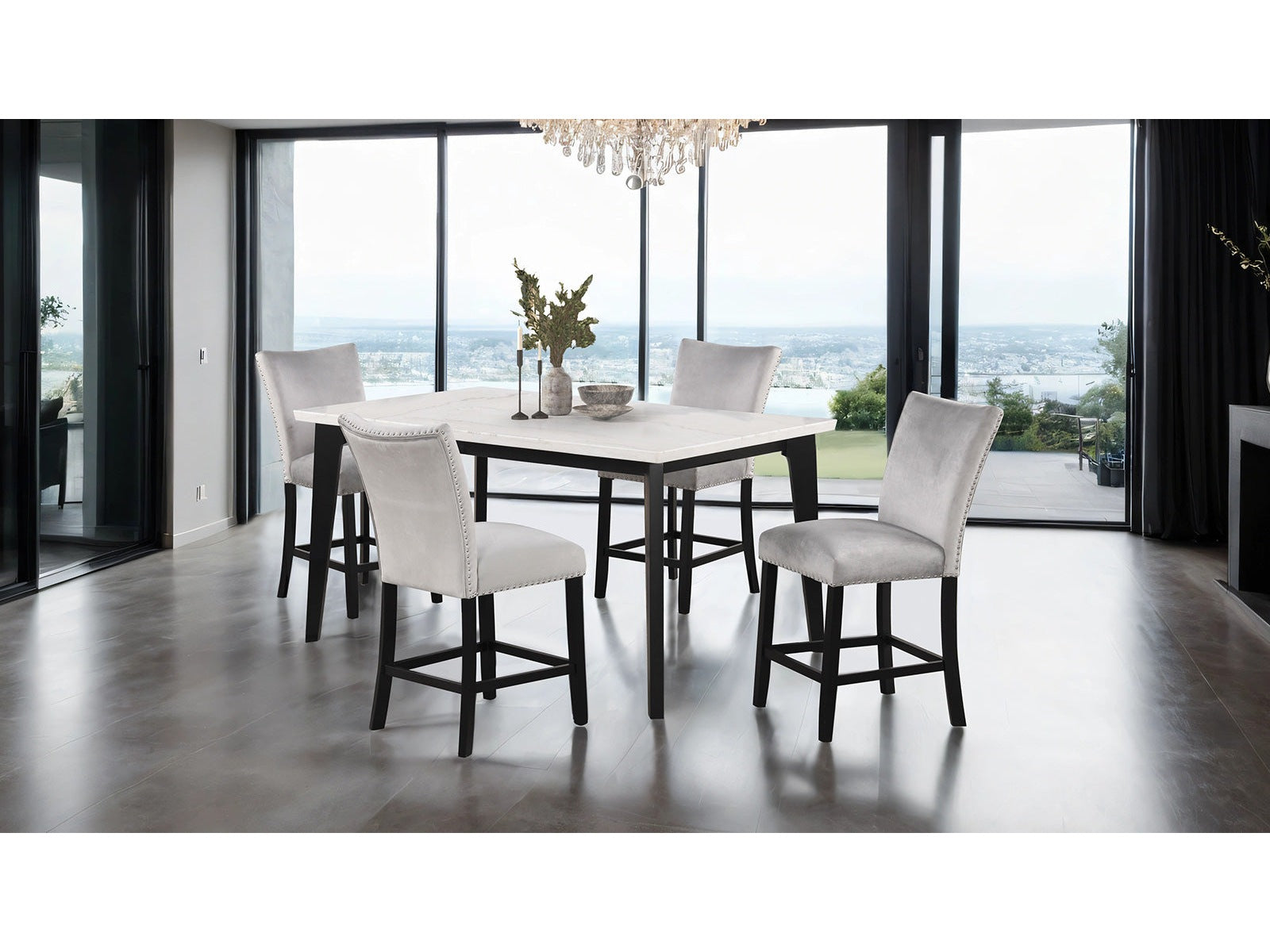 Sabro Black/White Rectangular Counter Height Table - Ornate Home