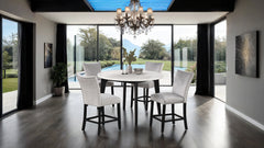 Sabro Black & White Round Counter Ht. Dining Room Table - Ornate Home