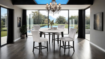 Sabro Black & White Round Counter Ht. Dining Room Table - Ornate Home