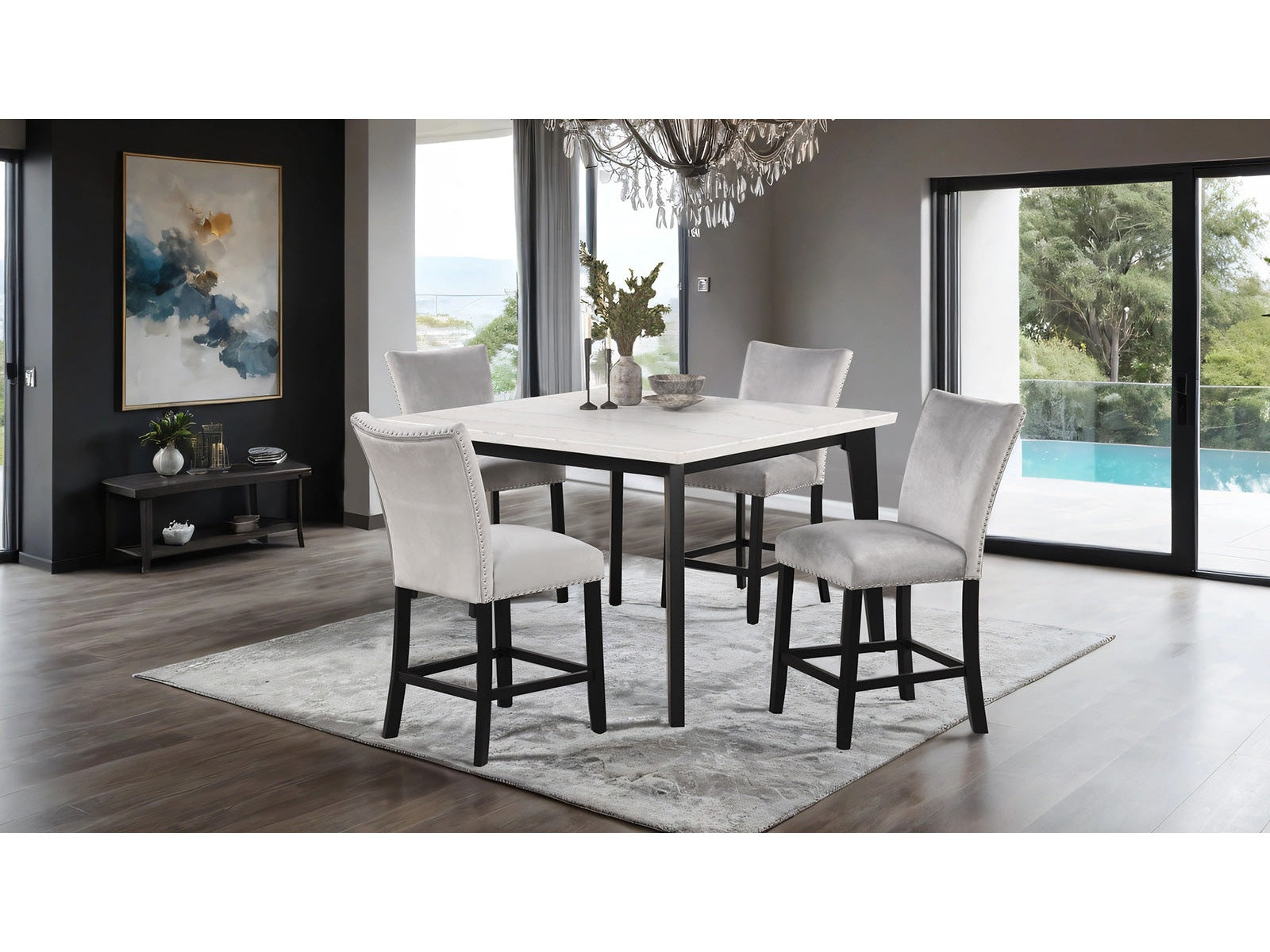 Sabro Black/White Square Counter Height Table - Ornate Home