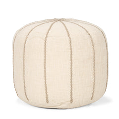 Sachi Beige with Stitching Pouf - Ornate Home