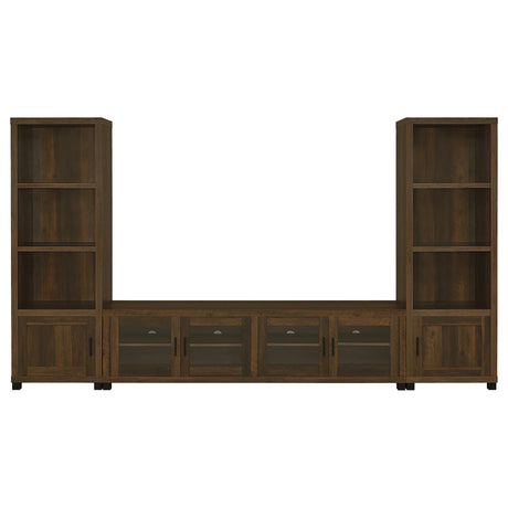 Sachin Dark Pine 3-shelf Engineered Wood Media Tower - Ornate Home