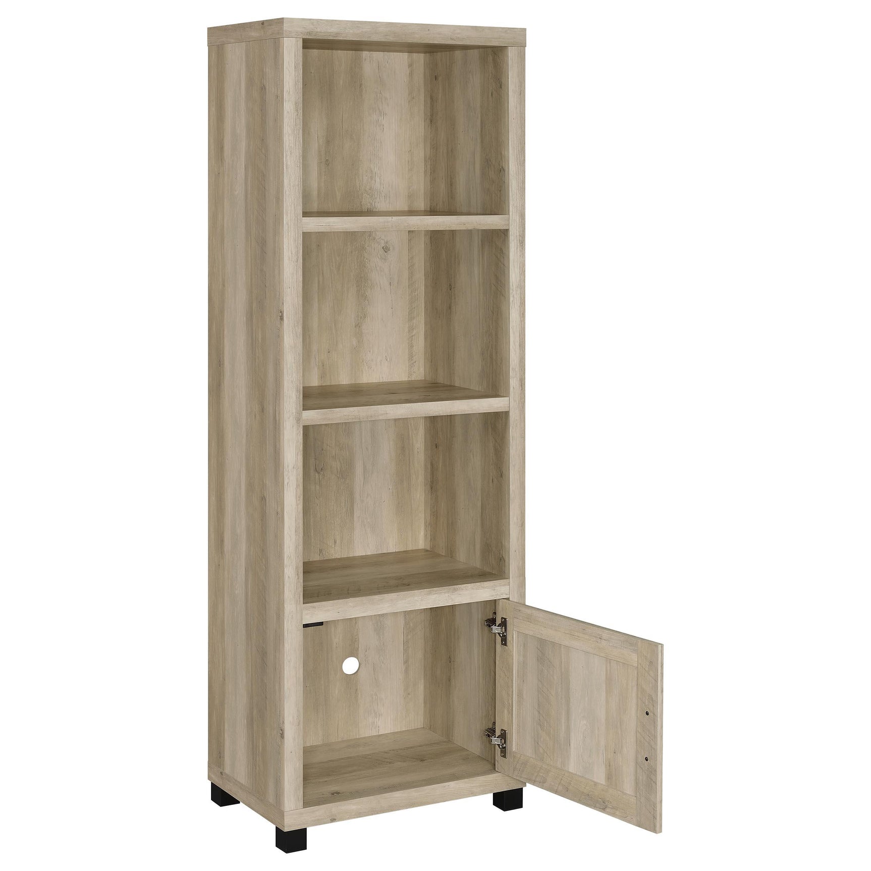 Sachin Distressed Pine 3-shelf Engineered Wood Media Tower - Ornate Home