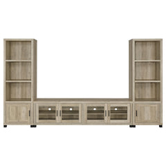 Sachin Distressed Pine 3-shelf Engineered Wood Media Tower - Ornate Home