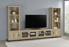 Sachin Distressed Pine 3-shelf Engineered Wood Media Tower - Ornate Home