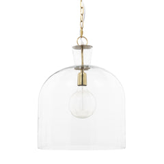 Sadah Gold Large Clear Blown Glass Metal Pendant Light