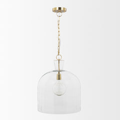 Sadah Gold Large Clear Blown Glass Metal Pendant Light