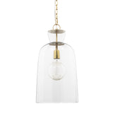 Sadah Gold Tall Clear Blown Glass Metal Pendant Light - Ornate Home