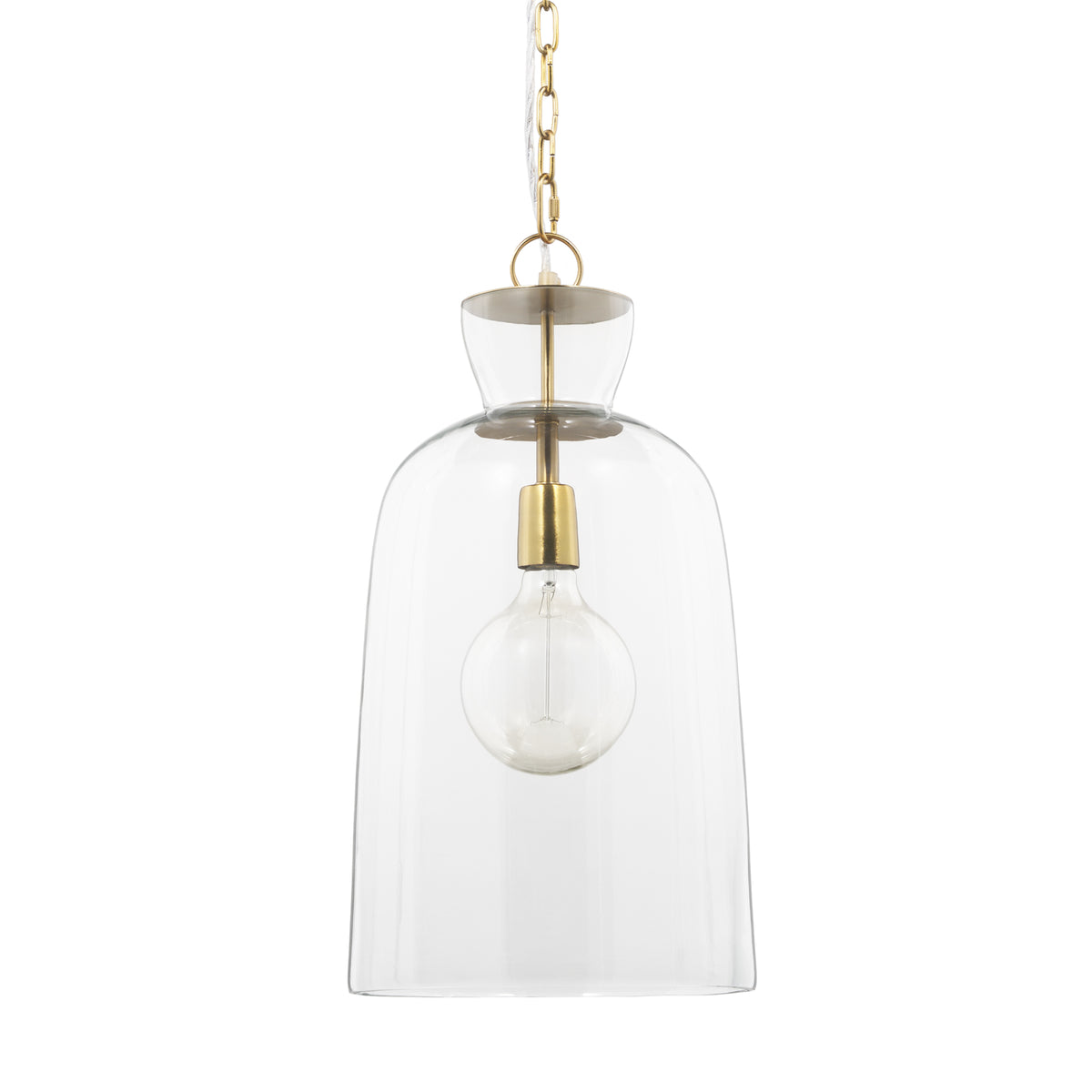 Sadah Gold Tall Clear Blown Glass Metal Pendant Light - Ornate Home