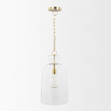Sadah Gold Tall Clear Blown Glass Metal Pendant Light - Ornate Home