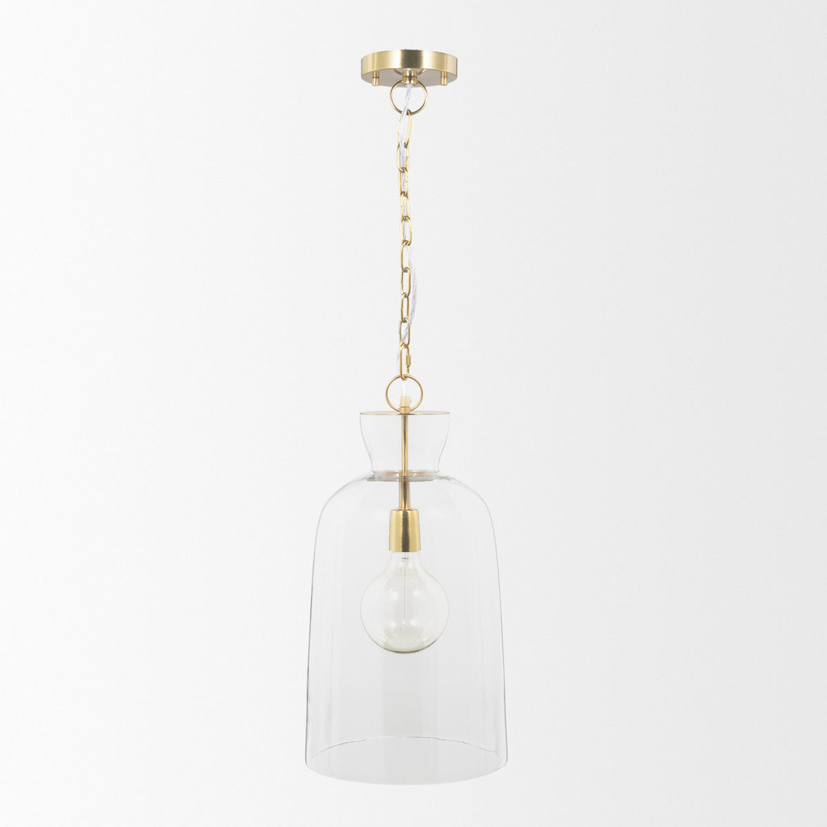 Sadah Gold Tall Clear Blown Glass Metal Pendant Light - Ornate Home