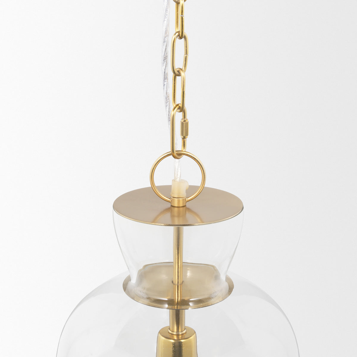 Sadah Gold Tall Clear Blown Glass Metal Pendant Light - Ornate Home