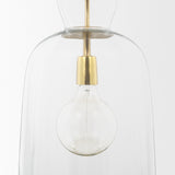 Sadah Gold Tall Clear Blown Glass Metal Pendant Light - Ornate Home