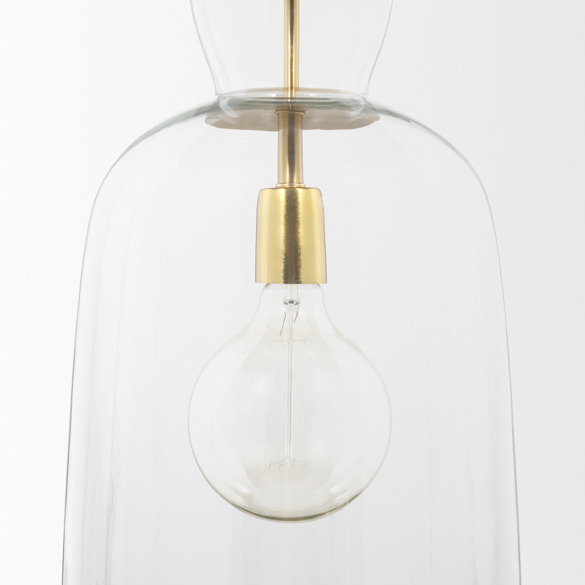 Sadah Gold Tall Clear Blown Glass Metal Pendant Light - Ornate Home