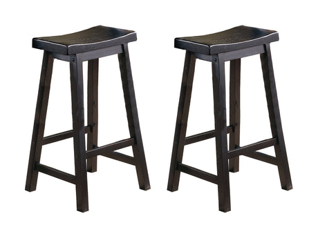 Saddleback Black Pub Height Stool (Set of 2) - Ornate Home