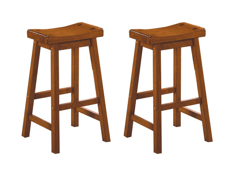 Saddleback Oak Pub Height Stool (Set of 2) - Ornate Home