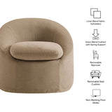 Sadie Almond Slipcovered Linen-Blend Round Accent Chair - Ornate Home