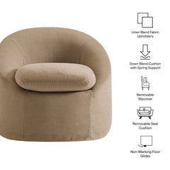 Sadie Almond Slipcovered Linen-Blend Round Accent Chair - Ornate Home
