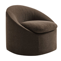 Sadie Cocoa Slipcovered Linen-Blend Round Accent Chair - Ornate Home