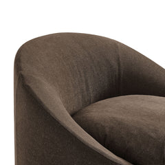Sadie Cocoa Slipcovered Linen-Blend Round Accent Chair - Ornate Home