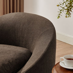 Sadie Cocoa Slipcovered Linen-Blend Round Accent Chair - Ornate Home
