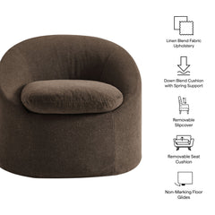 Sadie Cocoa Slipcovered Linen-Blend Round Accent Chair - Ornate Home