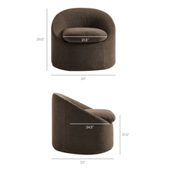 Sadie Cocoa Slipcovered Linen-Blend Round Accent Chair - Ornate Home