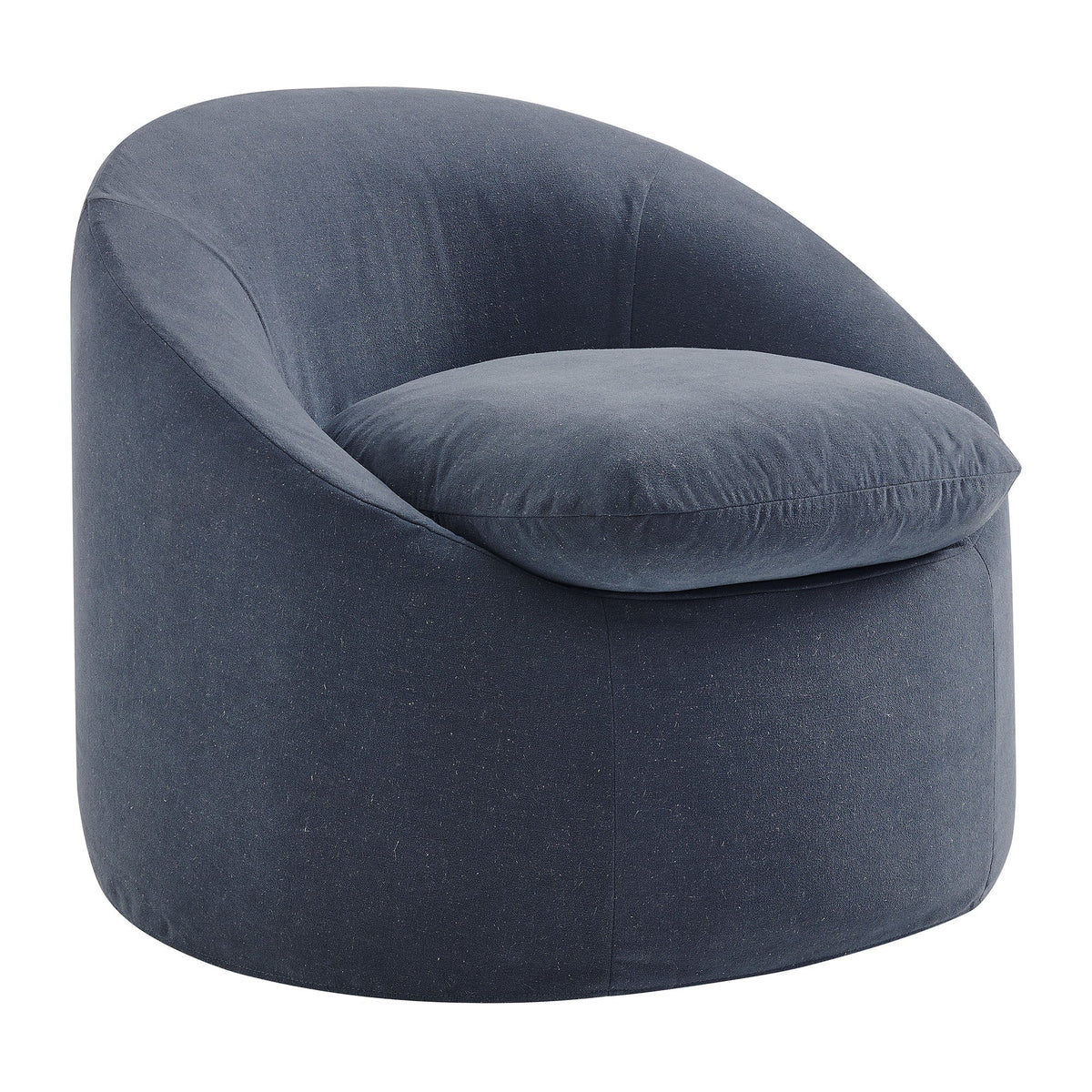 Sadie Denim Slipcovered Linen-Blend Round Accent Chair - Ornate Home