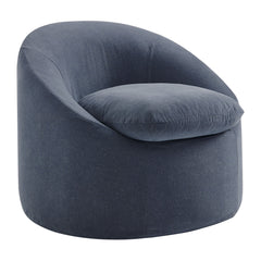 Sadie Denim Slipcovered Linen-Blend Round Accent Chair - Ornate Home