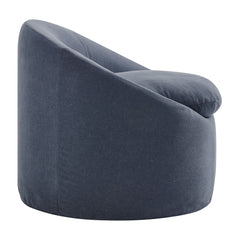 Sadie Denim Slipcovered Linen-Blend Round Accent Chair - Ornate Home