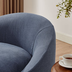 Sadie Denim Slipcovered Linen-Blend Round Accent Chair - Ornate Home