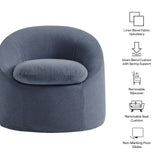 Sadie Denim Slipcovered Linen-Blend Round Accent Chair - Ornate Home