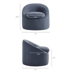Sadie Denim Slipcovered Linen-Blend Round Accent Chair - Ornate Home